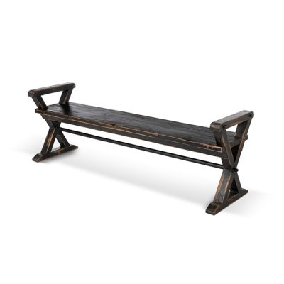 Distressed Old Pine Trestle Bench