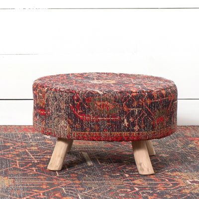 Distressed Print Footed Stool