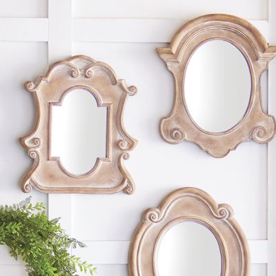 Distressed Scrolled Edge Mirror Set of 3