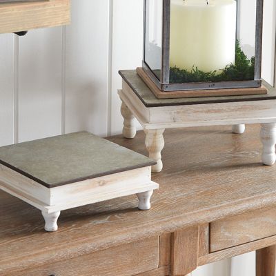 Distressed Square Table Risers Set of 2