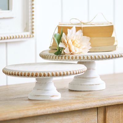 Distressed Style Cake Stand Set of 2
