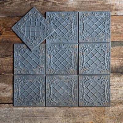 Distressed Tin Ceiling Tiles Antique Black Set of 4