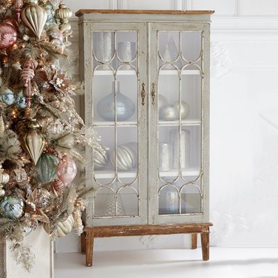 Distressed Wood and Metal Curio Cabinet