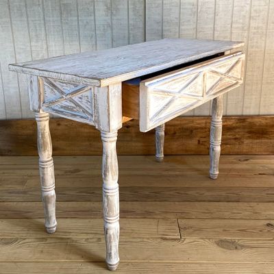 Distressed Wood Cottage Accent Table
