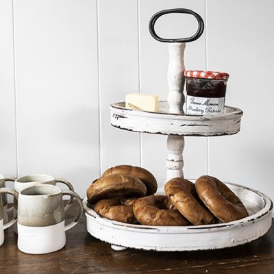 Distressed Wood Tiered Tray