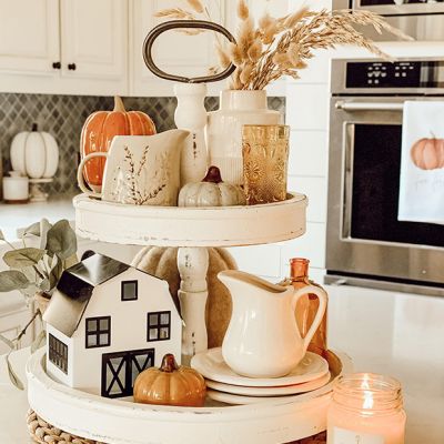 Distressed Wood Tiered Tray