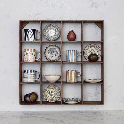 Divided Compartment Reclaimed Wood Wall Shelf