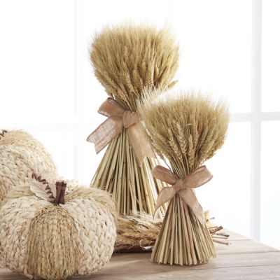 Dried Wheat Bundle With Burlap Bow