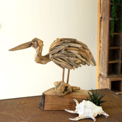 Driftwood Heron Tabletop Decor