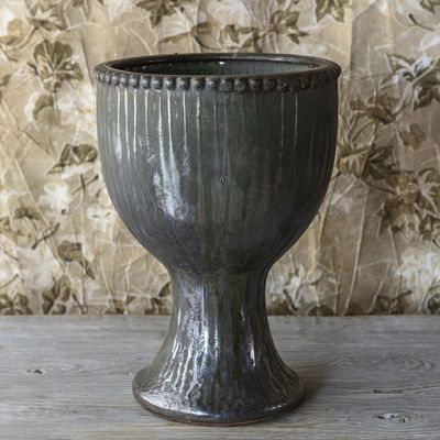 Dripped Glaze Terracotta Beaded Vase 12 Inch