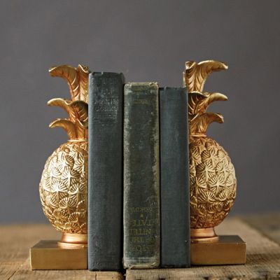 Gold Finished Pineapple Bookends