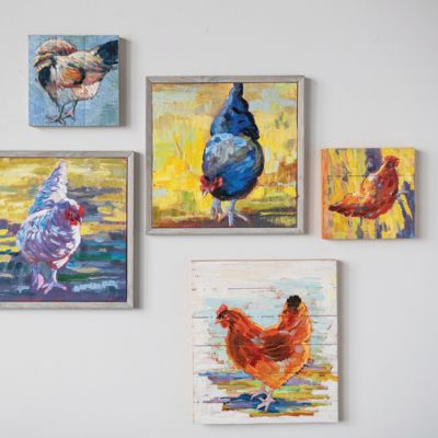 Hand Painted Chicken Canvas Print Set of 2