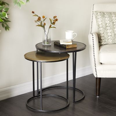 Industrial Farmhouse Round Nesting Tables Set of 2