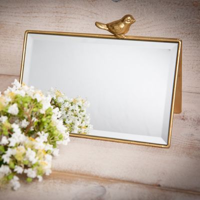 Lovely Double Sided Tabletop Mirror With Bird