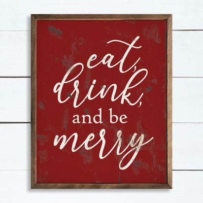Eat Drink And Be Merry Red Framed Wall Sign