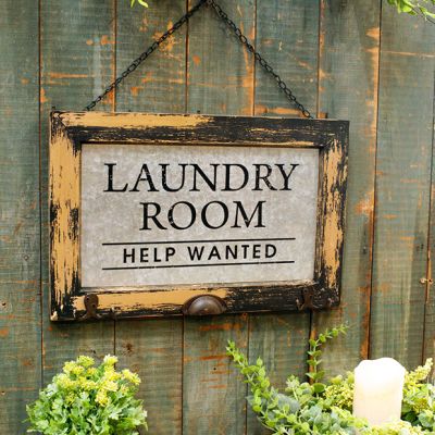 Laundry Room Help Wanted Hanging Sign