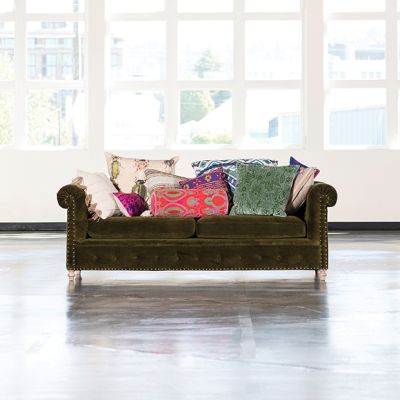 Eclectic Elegance Tufted Cotton Velvet Couch