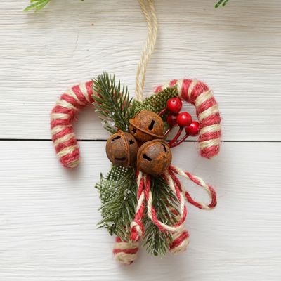 Twine Candy Canes Ornament Set of 2