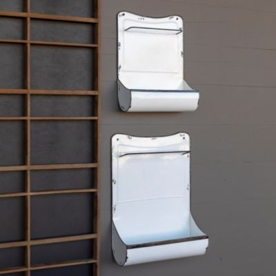 Enameled Wall Bin With Towel Bar Set of 2