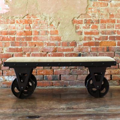 Elegant Portable Fabric Bench With Rolling Wheels