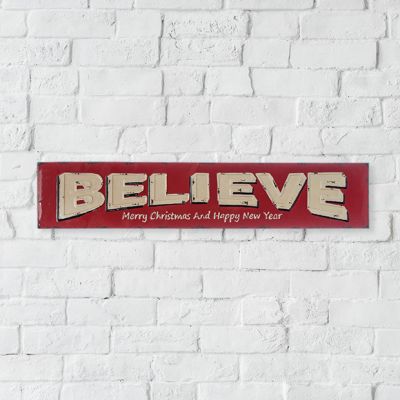 Embossed BELIEVE Holiday Sign
