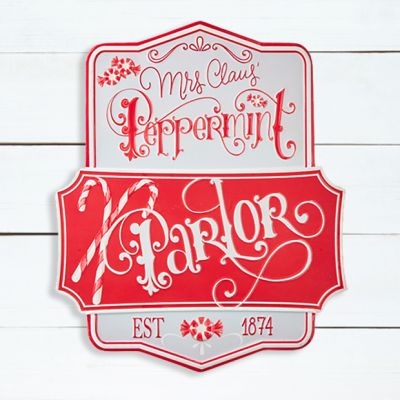 Embossed Candy Cane Parlor Wall Sign