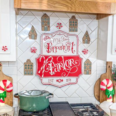 Embossed Candy Cane Parlor Wall Sign