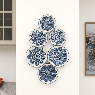 Embossed Metal Floral Plate Wall Decor