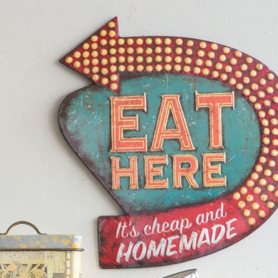 Embossed Tin Eat Here Sign