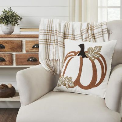 Embroidered Autumn Pumpkin Accent Pillow