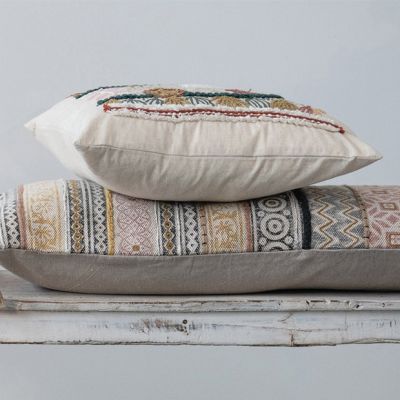 Embroidered Boho Square Throw Pillow