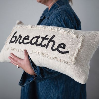 Embroidered Cotton Breathe Lumbar Pillow