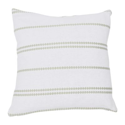 Embroidered Diamond Striped Accent Pillow White