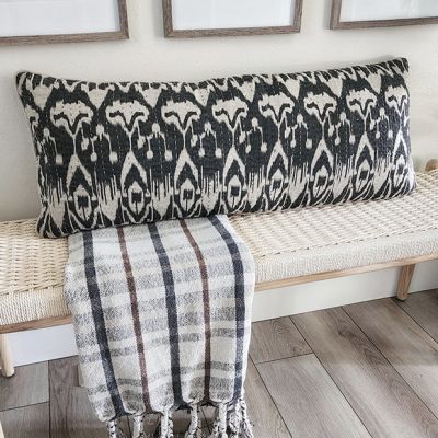 Embroidered Ikat Print Accent Pillow Rectangle 