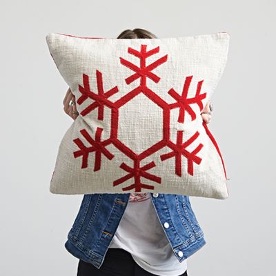 Embroidered Snowflake Accent Pillow