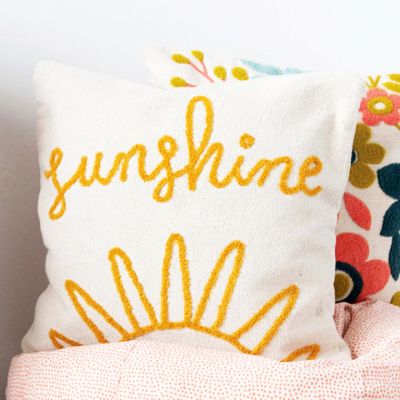 Embroidered Sunshine Throw Pillow