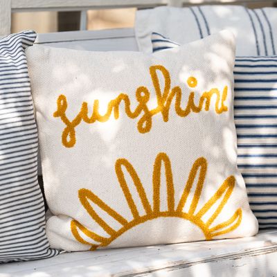 Embroidered Sunshine Throw Pillow