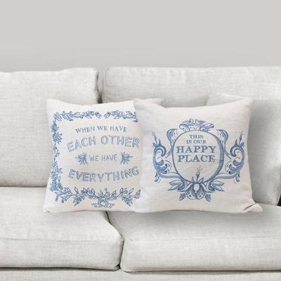 Embroidered Throw Pillow With Saying Set of 2