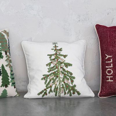 Embroidered Woodland Christmas Tree Accent Pillow