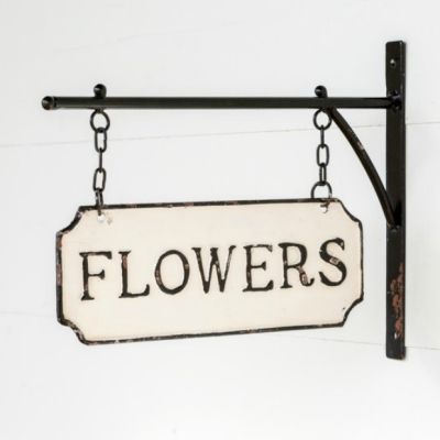 Enameled Flowers Sign With Bracket