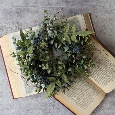 Eucalyptus and Berry Candle Ring Wreath