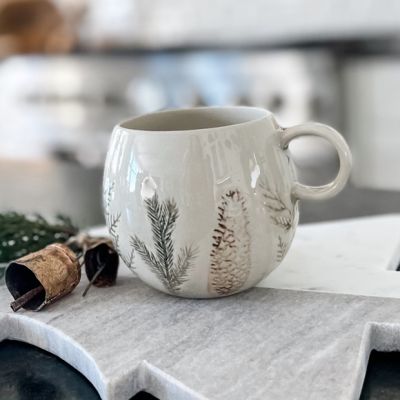 Evergreen Botanical Stoneware Mug Set of 4