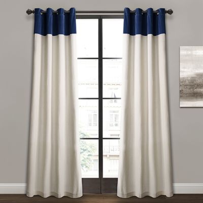 Color Block Linen Curtain Panel Set of 2