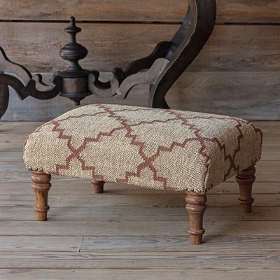 Fabric Topped Wooden Footstool