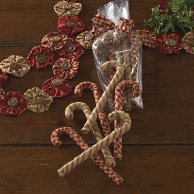 Fabric Wrapped Candy Cane Set of 6