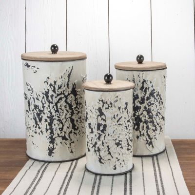Floral Pattern Lidded Nesting Canisters Set of 3