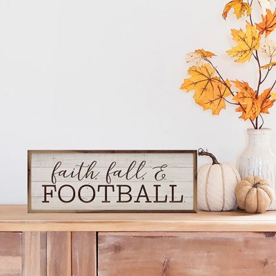 Faith Fall And Football Whitewash Framed Sign
