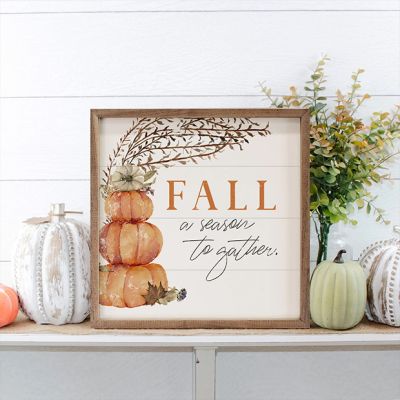 Fall A Season To Gather Pumpkins White Framed Sign