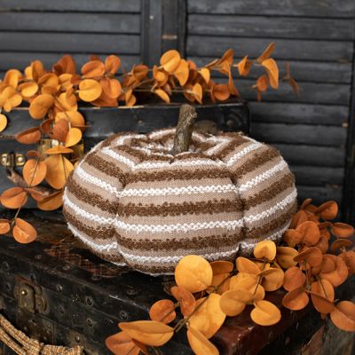 Fall Accents Striped Fabric Pumpkin