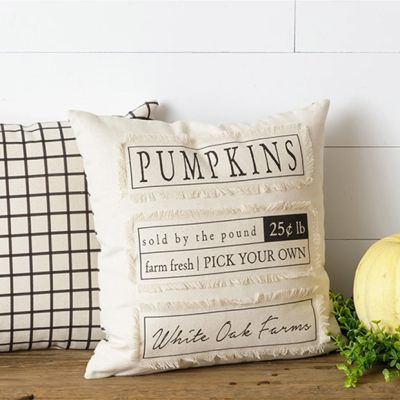 Fall Farmhouse Fringed Accent Pillow